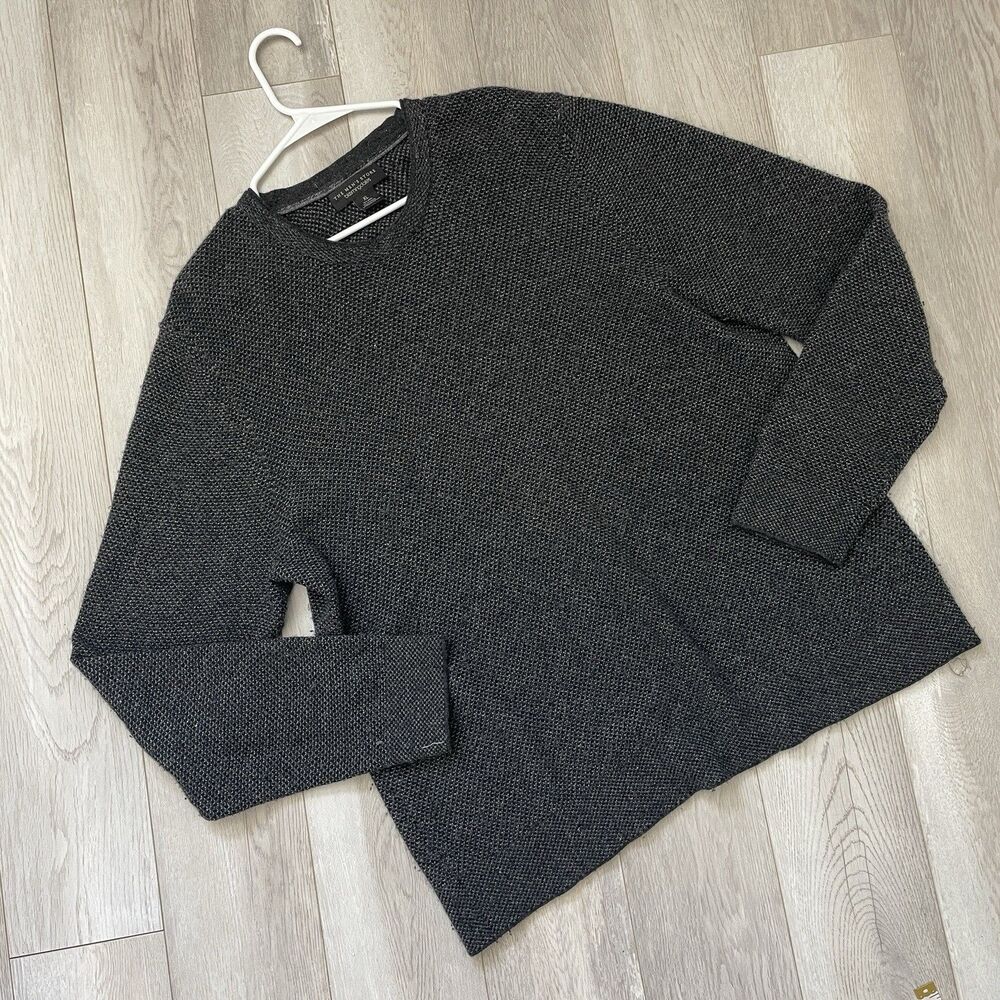 Bloomingdales Wool Sweater cashmere crew mens Gray xlarge classic office preppy